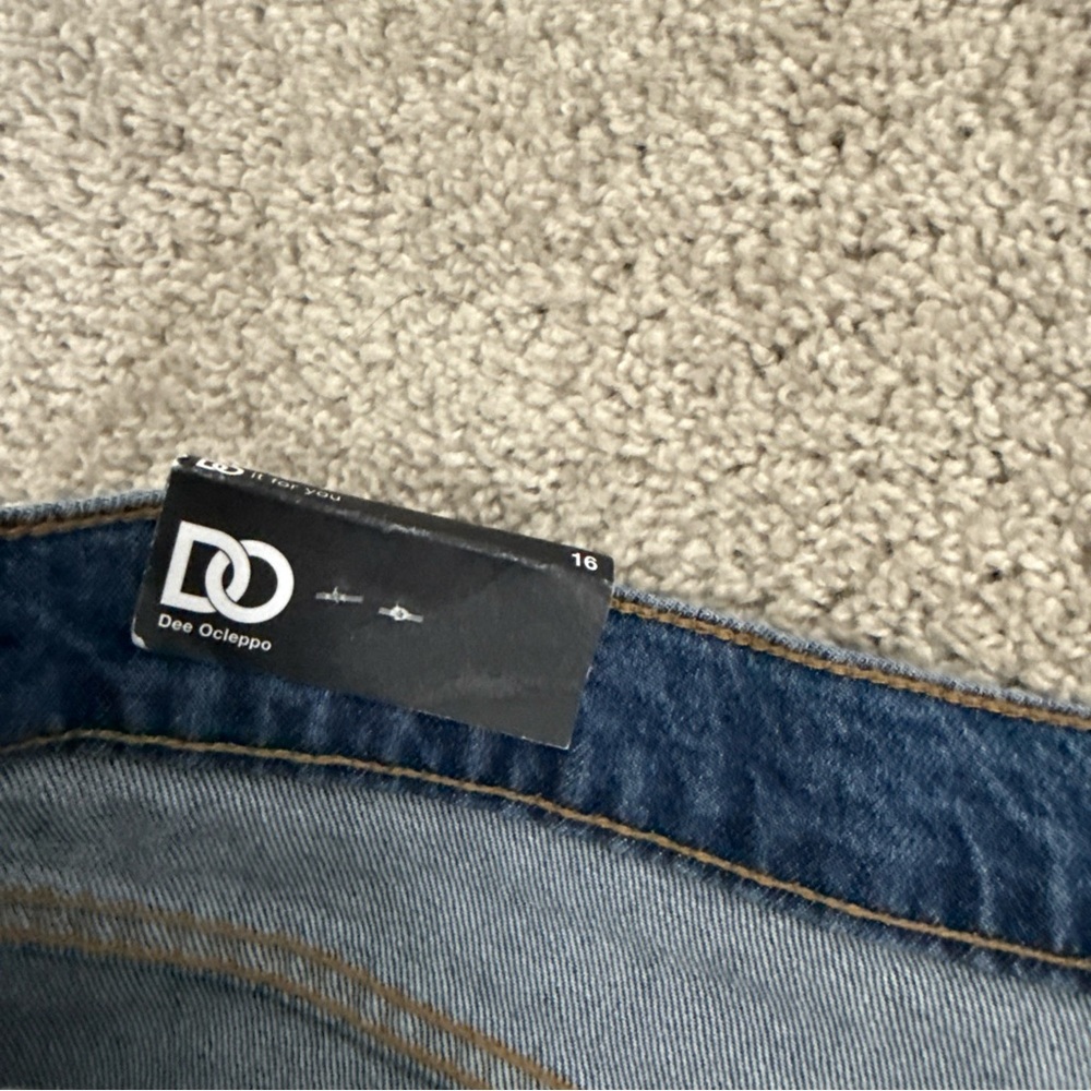NWT DO Dee Ocleppo Jeans Mid Rise Wide Leg Mid Wash Size 16 Cool Girl Old Money - Picture 6 of 13